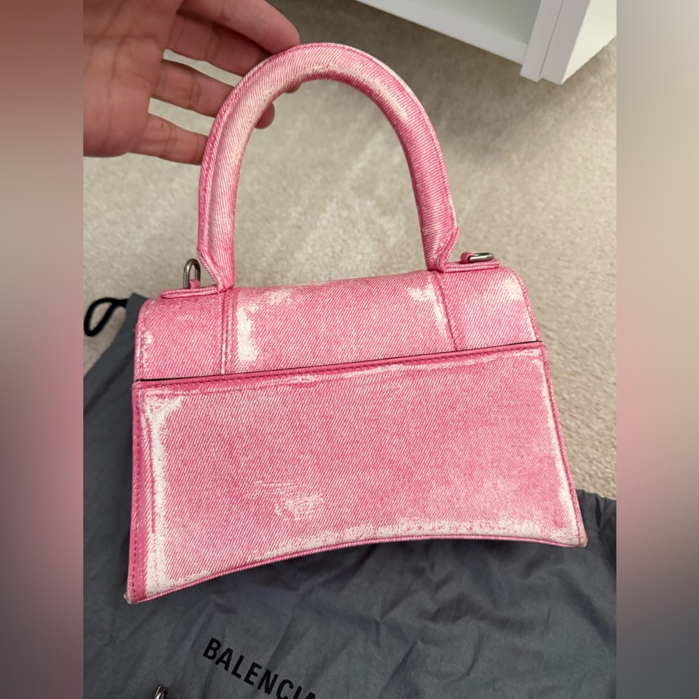 Balenciaga hourglass Distressed denim Pink small Bag - Picture 3 of 12